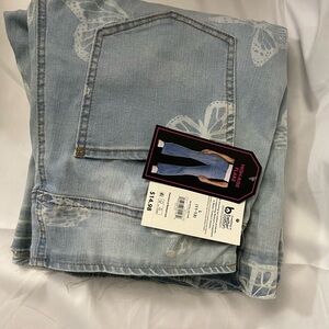 No Boundaries Blue Flare Wide Leg Jeans Butterflies